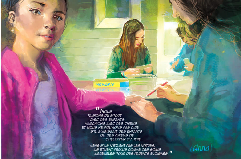 Sasha, Yana et Anna ont pu retrouver un semblant de vie normale à Trégastel. Anna a participé, en tant qu’interprète notamment, à la création de la BD "Refuge(s)", de Laurent Lefeuvre, pour laquelle Sasha et Yana ont témoigné.