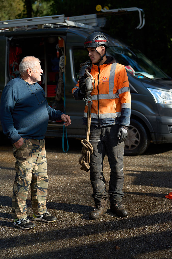 Intervention des agents Enedis après la tempête Ciaran. Finistère, 7 et 8 novembre 2023.