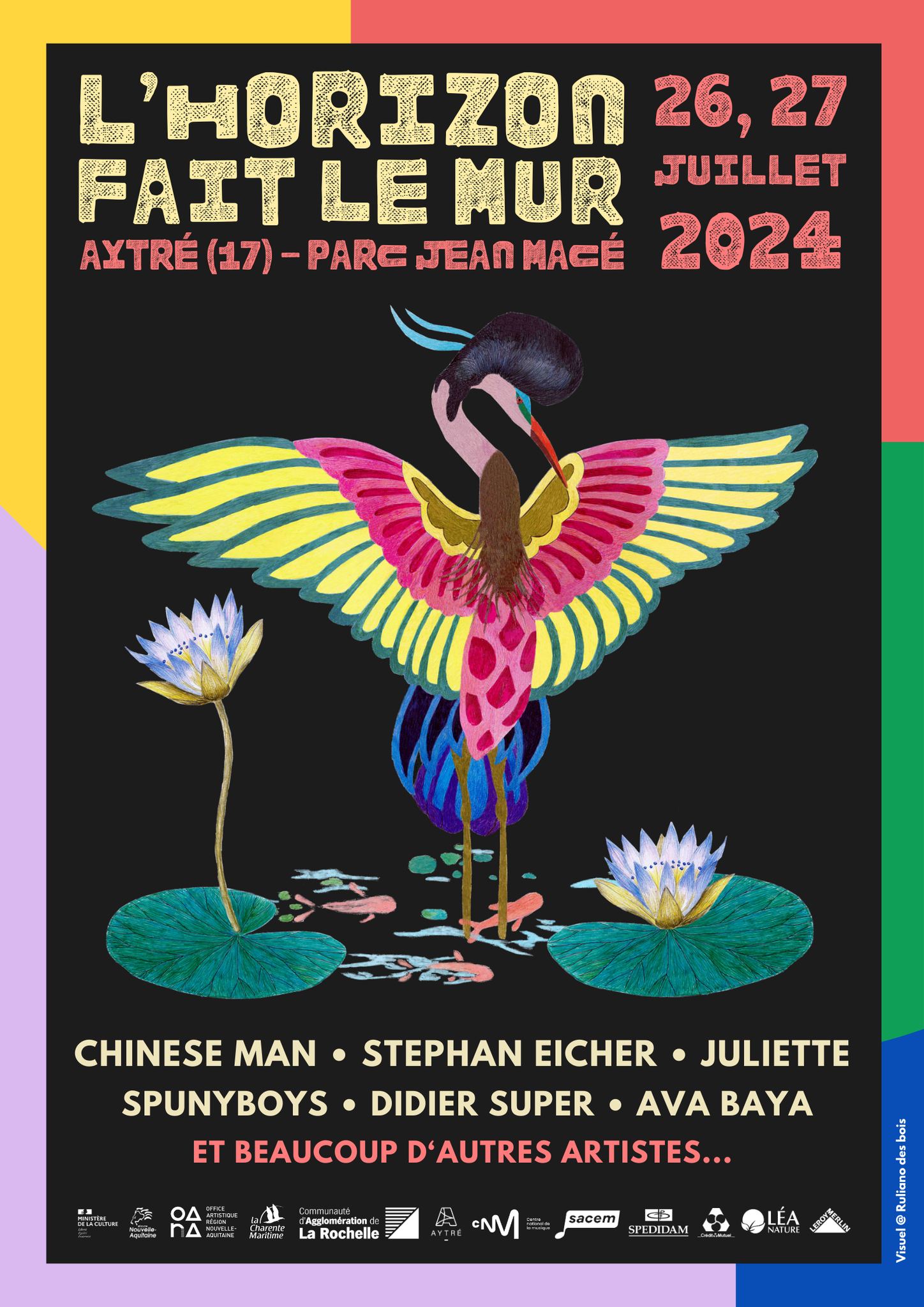 Affiche du festical L'Horizon fait le mur 2024, crédit collectif Ruliano Des Bois
