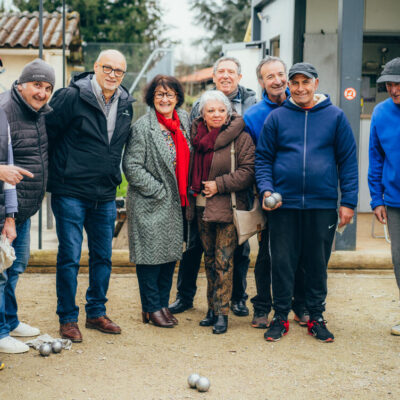 Section pétanque de la CMCAS Agen. Après-midi convivial avec les inactifs, février 2024.