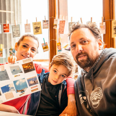 La famille Neuveux, en vacances à Aussois, en pleine création avec Sophie Foray.