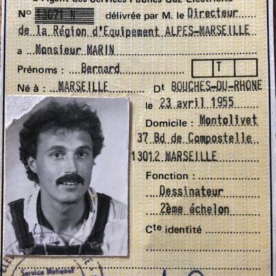 Bernard Marin, agent EDF en inactivité (CMCAS Marseille), carte professionnelle d'agent EDF